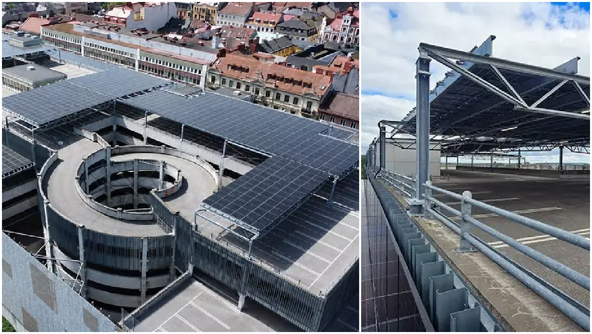 Solcellspark på galleria ska ge kyla och regnskydd samt dela el